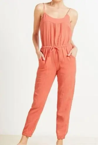 Evereve Women's Coral Gemma Gauzy Cotton Sleeveless Jumpsuit Size L Summer
