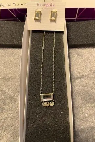 Lia Sophia Gold/Mirror Necklace & Matching Earrings NWT