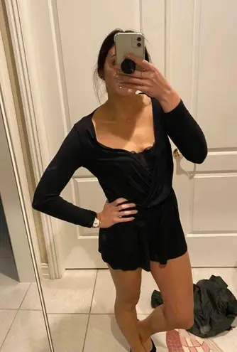 Black Deep V Romper Size M