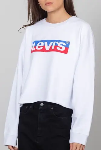 Levi's White Graphic Vintage Raw Cut Crewneck Longsleeve Sweatshirt Top