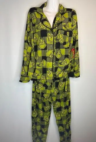 Dr. Seuss The Grinch Plaid Christmas 2 piece Pajama Set Women's Medium NWT