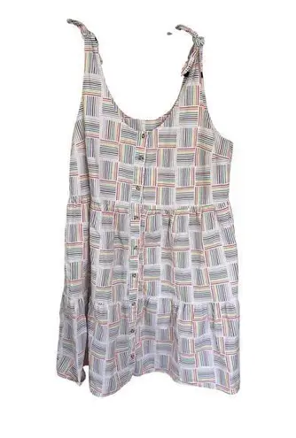 Unlisted Pride Rainbow Babydoll Tie Strap Multicolor Buttons Tiered Summer Dress XL