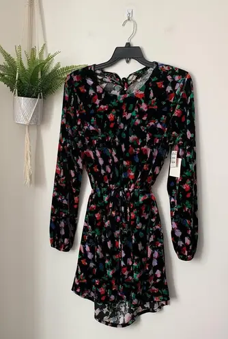 Open Edit NWT  Floral Velvet Cut Out Back Mini Dress