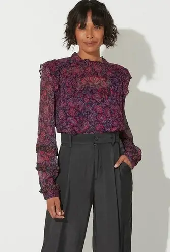 Cleobella Fiorella Blouse Bordeaux Floral Top size Small Romantic Feminine