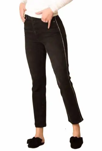 new amo ☻︎ Chloe Crop Stretch Jeans w with Piping ☻︎ Black + Natural ☻ 24