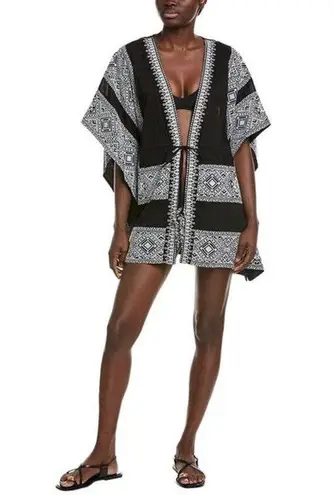 Ramy Brook NWT Black White Tie Front Tassels Samira Mini Beachy Coverup Size XXS