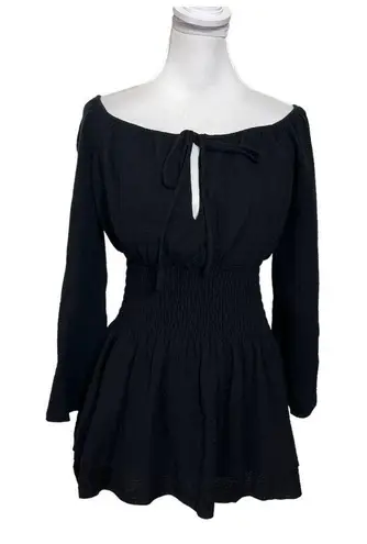 Majorelle Kalani Mini Dress in Black Off The Shoulder A Line Smocked Revolve XS