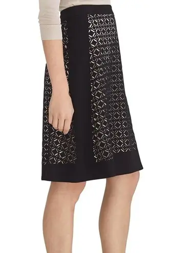 Catherine Malandrino A-line Skirt Laser Cutout design Black Bussiness Size 6 NWT