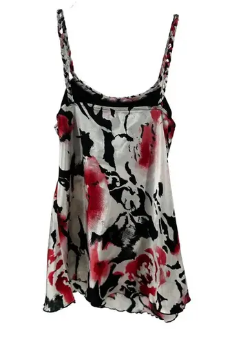 Bwear Black and White floral Y2K Camisole with Tie babydoll silky braided accent Size XL
