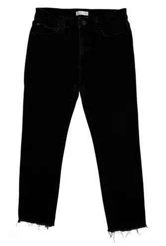 ANINE BING Jeans Womens 28 Black Raw Hem Straight Leg Cropped Mid Rise
