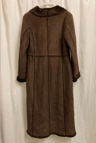 Anne Klein  Brown Faux Suede & Fur Overcoat