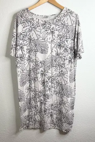 Soma Nightgown Palm Leaf Print Black & White Pajama Dress Size Medium