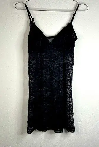 Black Sheer Lace Slip Dress