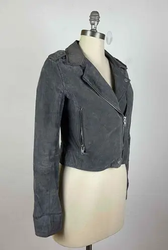 C&C California Leather Biker Epaulet Jacket Size XS Gray