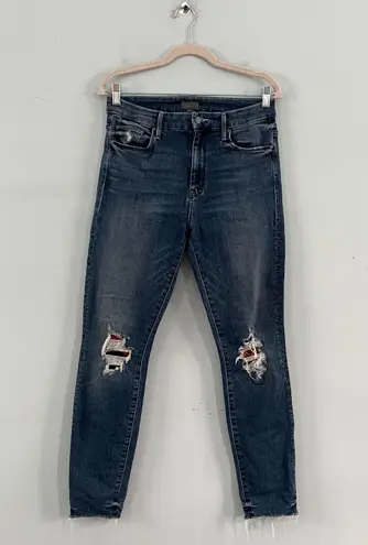 MOTHER Denim Mother High Waisted Looker Ankle Fray Just Like The Ones We Used To Know Destroyed Jeans