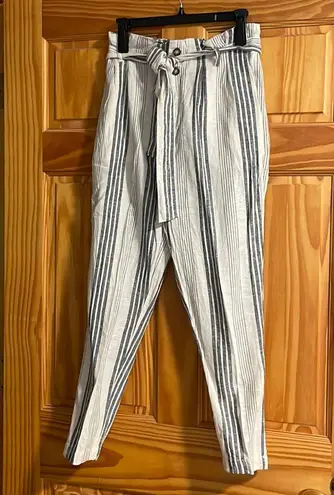 Linen striped pants Blue