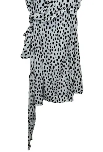 ZARA  Women's Dress Wrap Tie Polka Dot Animal Print V Neck Black/White Sz. Medium