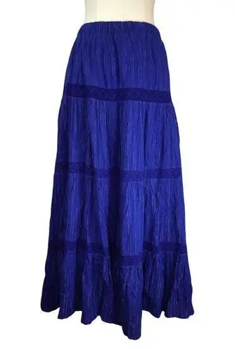 Susan Graver Women's Blue Long Cotton Skirt - Size L