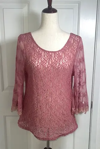 BKE Pink Flutter Sleeve Asymmetrical Blouse