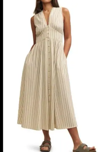Nobody's Child Starlight Stripe Sleeveless Organic Cotton Maxi Dress In Ivory 8 White