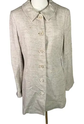 Brooks Brothers Blazer Jacket Womens Size 8 Beige Woven in Italy Career Coat
