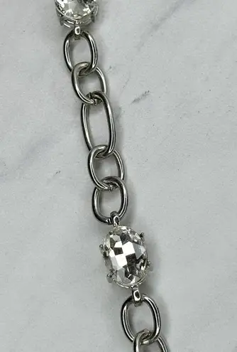 Chunky Rhinestone Silver Tone Chain Link Necklace