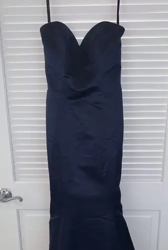 Hayley Paige Occasions Navy Blue Satin Dress