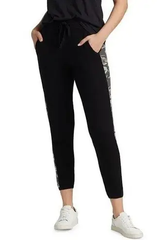 NWT Monrow Super Soft Cashmere blend black vintage sweatpants Camo stripe Medium