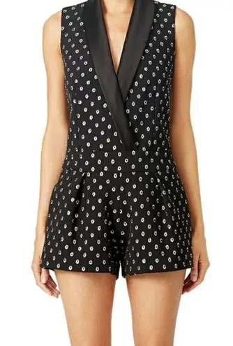 Alexis black Fred Starlight Silk-Blend Tuxedo Romper M