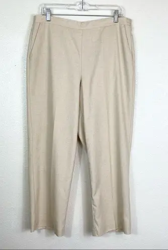 Alfred Dunner Light Tan High Rise Straight Leg Linen Blend Pull On Pants Tan Size 12
