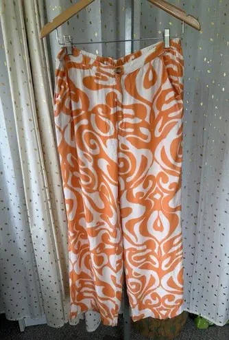 Find Me Now Hawaiian Batik Inspired Dream On Creamsicle Swirl Pockets Pants M Orange Size M