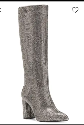 INC I.N.C Paiton Block-Heel Silver Grey Knee High Boots 7M