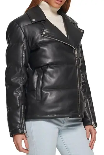 Levi's  Black Faux Leather Moto Puffer Jacket NWT small