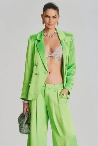 Retrofête Retrofete Saige Double Breasted Blazer in Lime Punch Green Size XS NWT Satin - Image 1