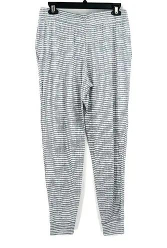 NWT size medium gray white striped‎ jogger sweats pajama bottoms pants tie waist