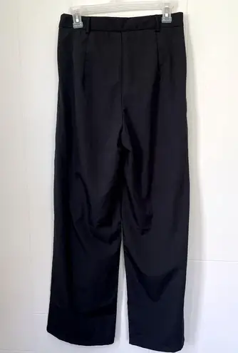 SheIn  Black Pleated Trousers Wide Leg High Waist Dress Pants ~ Women’s Size M