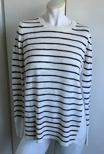 Madewell split-hem size small white long sleeve sweater with black stripes. - Image 1