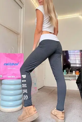 victoria's secret PINK y2k vintage 2000s fold over sequin yoga leggings