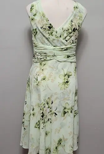 Coldwater Creek tonal green floral chiffon aline midi skirt size 6p