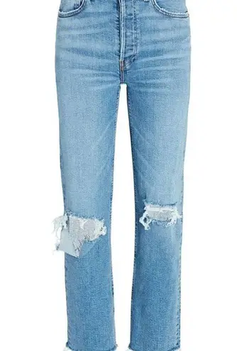 RE/DONE 70s Stove Pipe High-Rise Distressed Crop Jeans Size 25