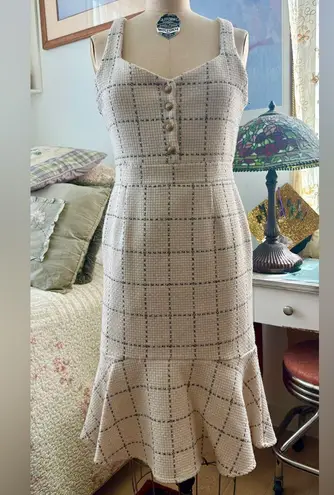 Storets White Tweed Mermaid Midi Dress
