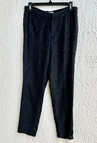 Rebecca Taylor High Waist Textured Tapered Leg Pants Black Women's Size 6