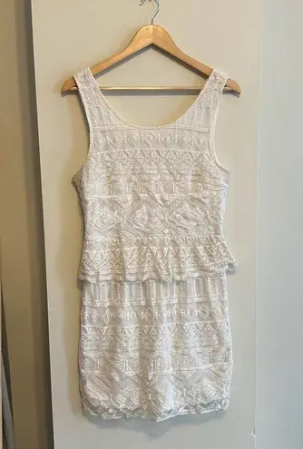 American Eagle  Outfitters Ivory Lace Peplum Dress Size 12