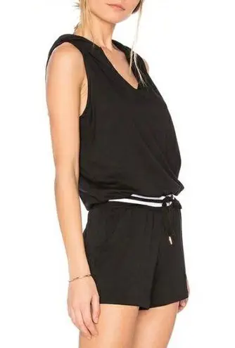 Beyond Yoga Varsity hooded black modal romper size S small
