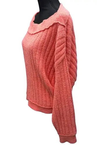 Free People  Coral Chenille Wide Neck Sweater Women's Size Medium Long Sleeve NWT