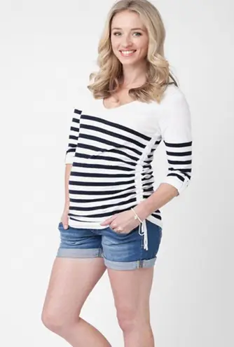 Ripe Maternity Knit Sweater Striped Size Large White