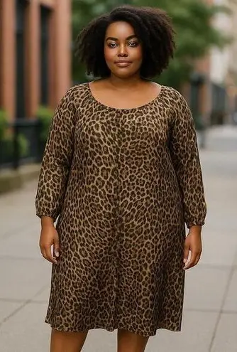 Sharagano Women’s Leopard Sheer Beach Coverup Off Shoulder XL