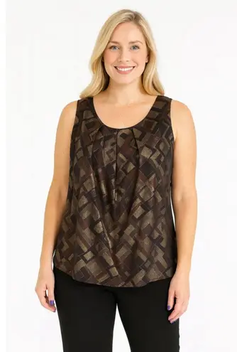 Alex Evenings Women's Black Gold Geometric Metallic Tank Top XL