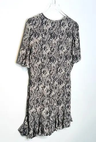 Veronica Beard Ried Python Snakeskin Brown Silk Crepe Mini Dress Size 14 NWT