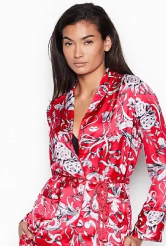 Victoria's Secret Victoria Secret | black cherry satin asian wrap top